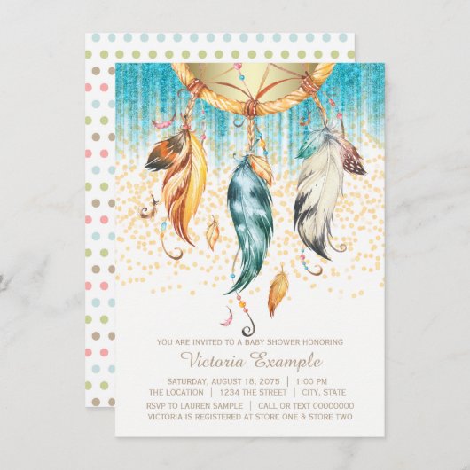 Boho Dream Catcher Baby shower uitnodiging (Voorkant / Achterkant)