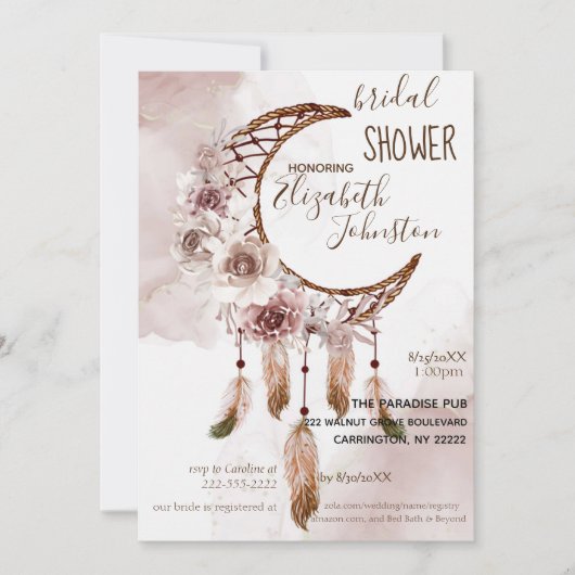 Boho Dream Catcher Bridal Shower Invitation (Devant)
