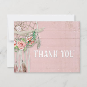 BOHO Dream Catcher Dank je Girl Baby shower Bedankkaart