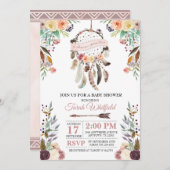 Boho Dream Catcher Dusky Baby shower Invitation Kaart (Voorkant / Achterkant)