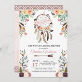 Boho Dream Catcher Dusky Bridal Shower Uitnodiging (Voorkant / Achterkant)