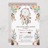 Boho Dream Catcher Dusky Bridal Shower Uitnodiging (Voorkant / Achterkant)