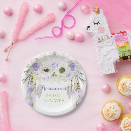 Boho Dream Catcher Feather Tribal Lavender Papieren Bordje (Feest)