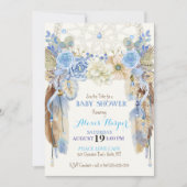 Boho Dream Catcher Feathers Blauw Ivoor Bruin Kaart (Voorkant)