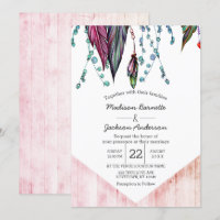 Boho Dream Catcher & Feathers bruiloft uitnodiging