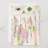 Boho Dream Catcher Feathers Kristallen Roze Geel Kaart (Achterkant)