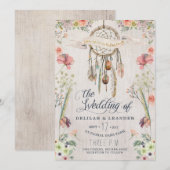 Boho Dream Catcher Floral Faire-part de mariage (Devant / Derrière)