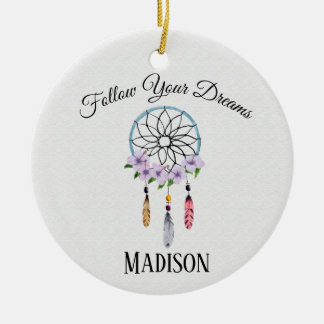 Boho Dream Catcher Floral Flower Persoonlijke naam Keramisch Ornament