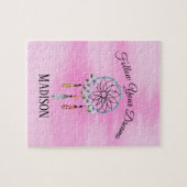 Boho Dream Catcher Floral Flower Persoonlijke naam Legpuzzel (Horizontaal)