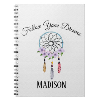 Boho Dream Catcher Floral Flower Persoonlijke naam Notitieboek