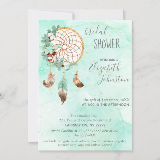 Boho Dream Catcher Invitation à la douche nuptiale (Devant)