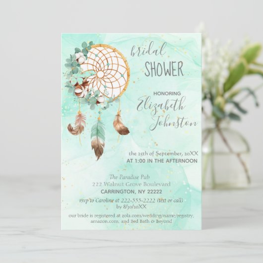 Boho Dream Catcher Invitation à la douche nuptiale (Debout devant)