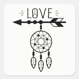 Boho Dream Catcher Liefde Native American Tribal Vierkante Sticker