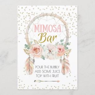 Boho Dream-catcher Mimosa Bar, 5x7" Kaart