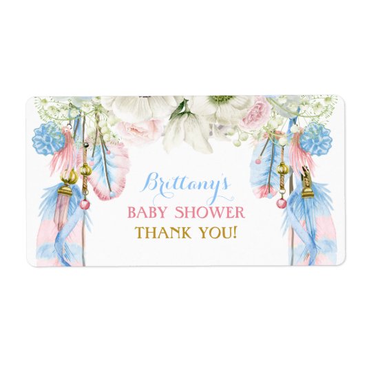 Boho Dream Catcher Water Bottle Gift Dank u Etiket (Voorkant)