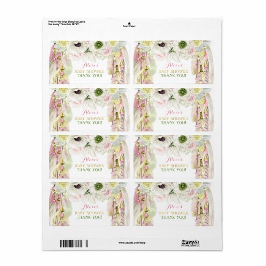 Boho Dream Catcher Water Bottle Gift Dank u Etiket (Full Sheet)