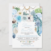 Boho Dreamcatcher Blue Baby shower Invitation Kaart (Voorkant)