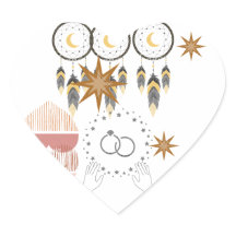 Boho Dreamcatcher Bruiloft Hart Stickers