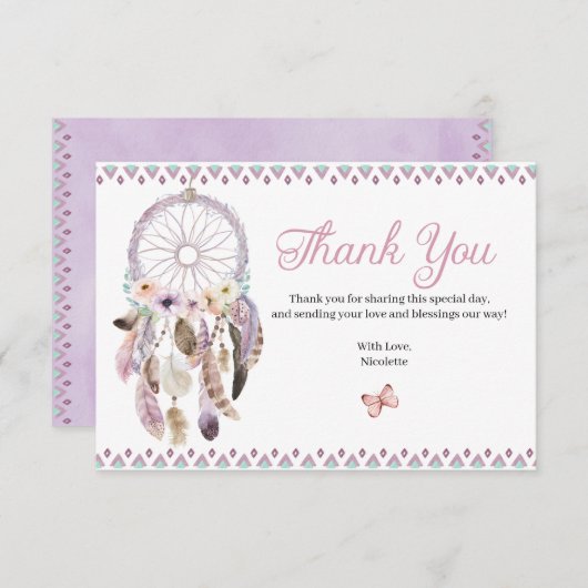 Boho Dreamcatcher Carte de remerciements (Devant / Derrière)