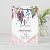 Boho Dreamcatcher & Feathers Faire-part de mariage (Debout devant)