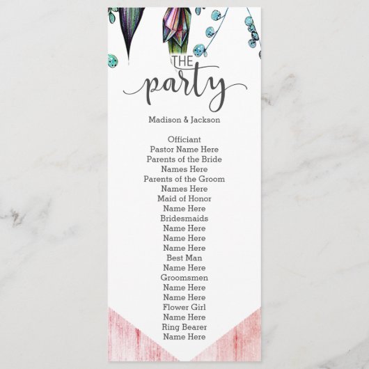 Boho Dreamcatcher & Feathers Programme de mariage  (Dos)