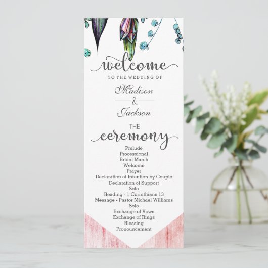 Boho Dreamcatcher & Feathers Programme de mariage  (Debout devant)