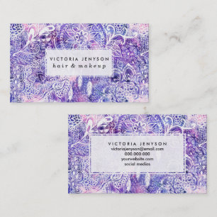 Boho dreamcatcher florale roze paarse waterverf visitekaartje