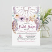 Boho Dreamcatcher Purple Bridal Shower Invitation (Debout devant)
