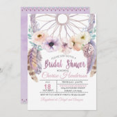Boho Dreamcatcher Purple Bridal Shower Invitation (Devant / Derrière)