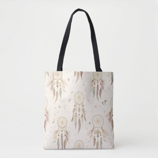 Boho Dreamcatcher Tote Bag | Ethereal Feathers (Voorkant)