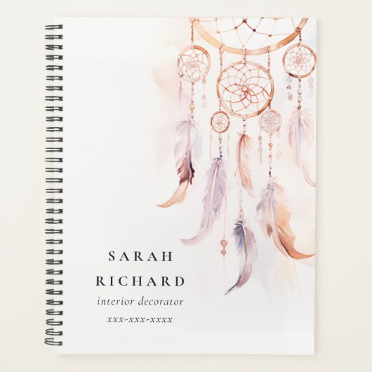 Boho Dreamcatcher Watercolor Lilac Blush Peach (Devant)