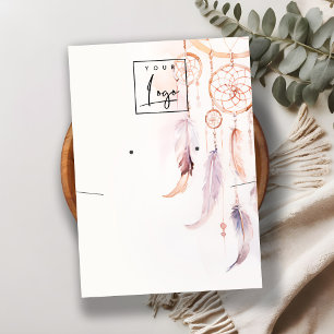 Boho Dreamcatcher Waterverf Ketting Oorbel Logo Visitekaartje