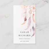 Boho Dreamcatcher Waterverf Lila Blush Peach Visitekaartje (Voorkant)