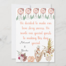 Boho Dreamcatcher Wedding Invitation Set Kaart