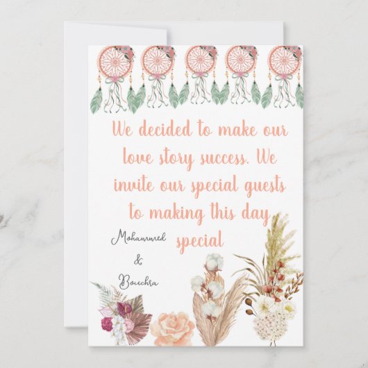 Boho Dreamcatcher Wedding Invitation Set Kaart (Voorkant)