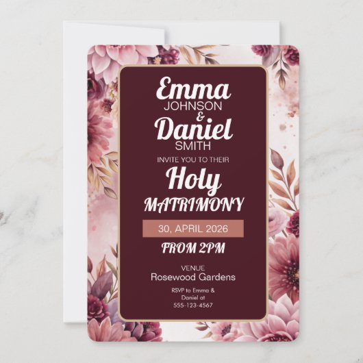 Boho Dreams Holy Matrimony Wedding Invitation (Devant)
