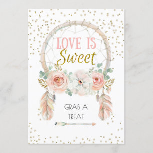 Boho Dreamweaver Love is Sweet Sign 5x7" Kaart