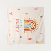 Boho drie derde verjaardag regenboog wandkleed (Voorkant (horizontaal))