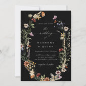 Boho Dried Floral Wildflower Wedding Invitation (Devant)