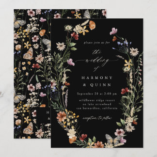 Boho Dried Floral Wildflower Wedding Invitation Kaart