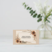 Boho Dried Flower and Grass Interieurontwerp Visitekaartje (Staand voorkant)