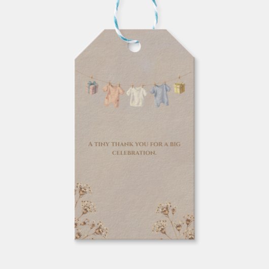 Boho Dried Flower Baby Shower Invitation Cadeaulabel (Voorkant)