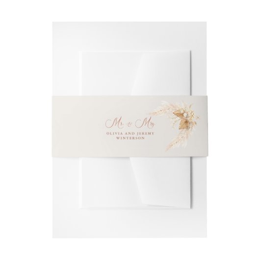 Boho Dried Flowers and Pampas Grass Wedding Uitnodigingen Wikkel (Voorkant Voorbeeld)