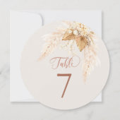 Boho Dried Flowers Circle Table Number Kaart (Voorkant)