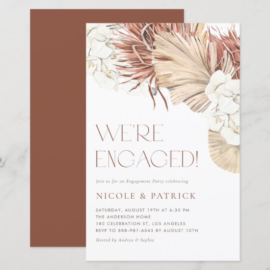 Boho Dried Palm Leaves Engagement Party (Voorkant / Achterkant)