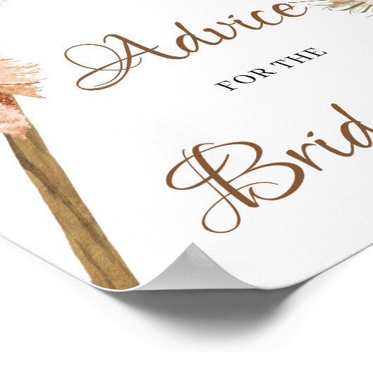 Boho Dried Palm Leaves Pampas Grass Advice Sign Poster (Hoek)