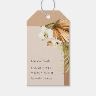 Boho Dried Palm Rust Floral Arch Wedding Bedankt Cadeaulabel