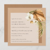 Boho Dried Palm Rust Floral Arch Wedding Invite Bedankkaart (Voorkant / Achterkant)