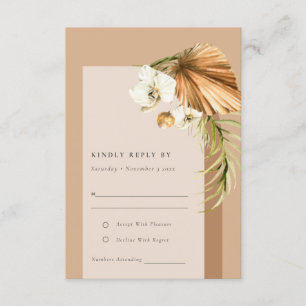 Boho Dried Palm Rust Floral Arch Wedding RSVP Informatiekaartje