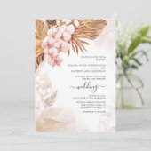 Boho Dried Palms Pampas Grass Terracotta Wedding Kaart (Staand voorkant)